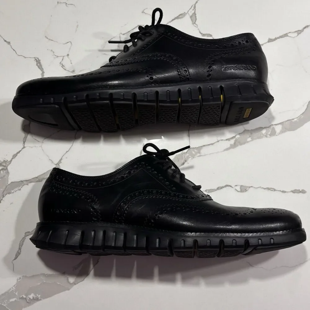 COLE HAAN Zerogrand Wingtip Oxford Black Dress Casual Shoes Men's Size 11.5M
